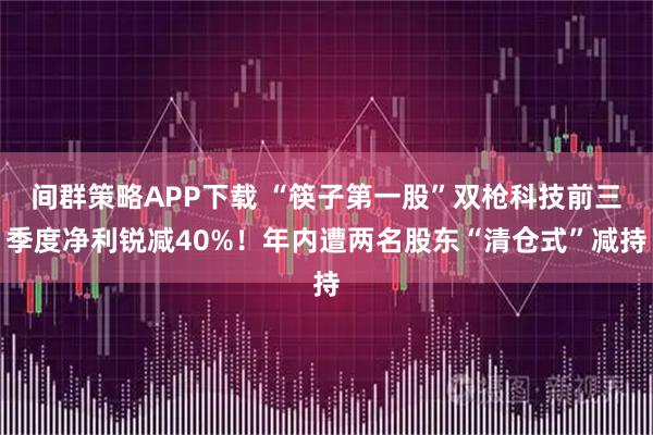 间群策略APP下载 “筷子第一股”双枪科技前三季度净利锐减40%！年内遭两名股东“清仓式”减持